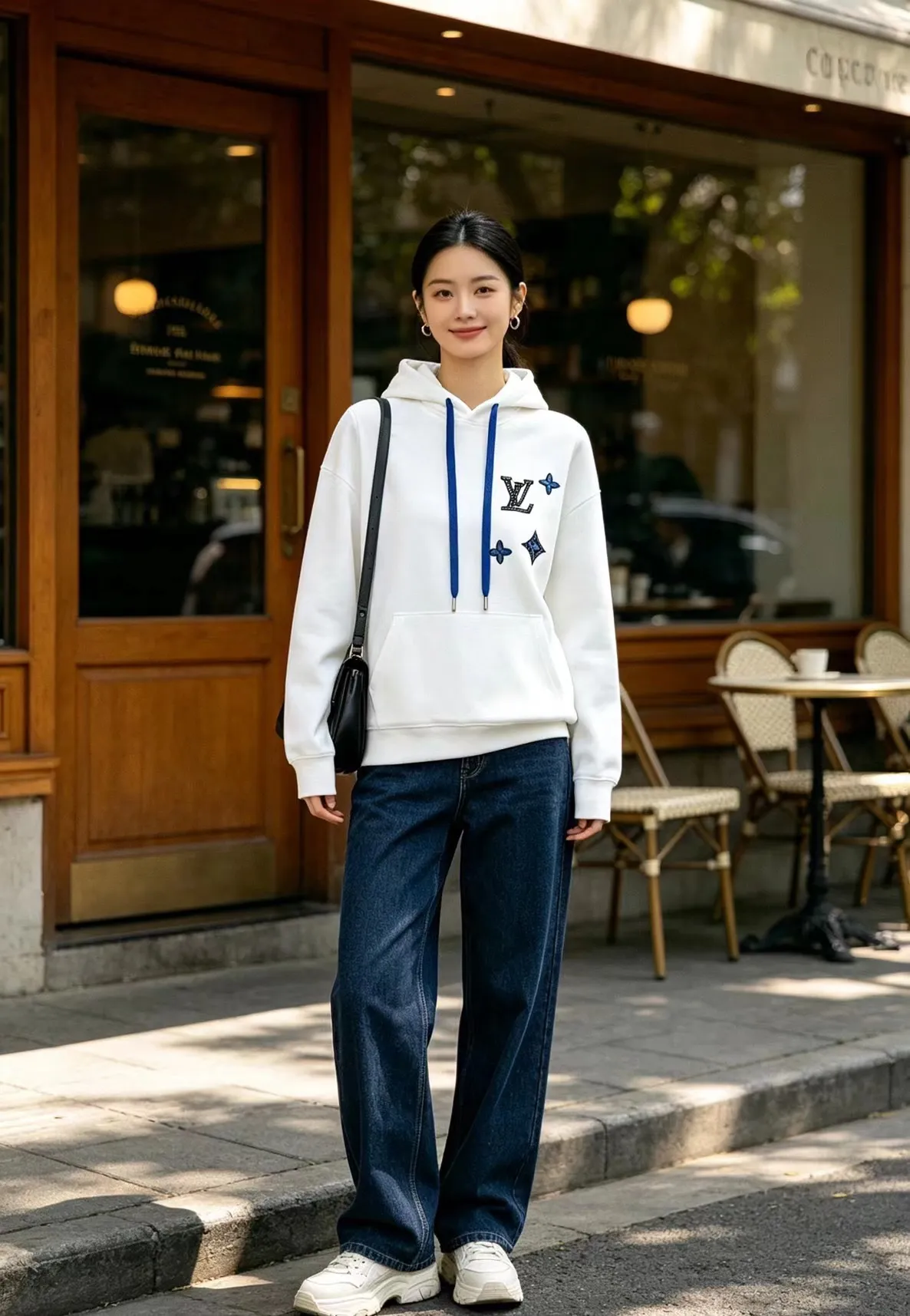 Louis Vuitton/Louis Vuitton rivet presbyopic letter hooded sweatshirt